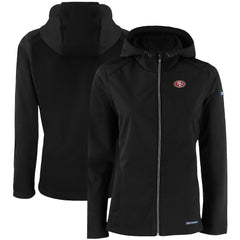 San Francisco 49ers Cutter & Buck Women's Evoke Eco Softshell Recycled Full-Zip Hooded Jacket - Black - NFL