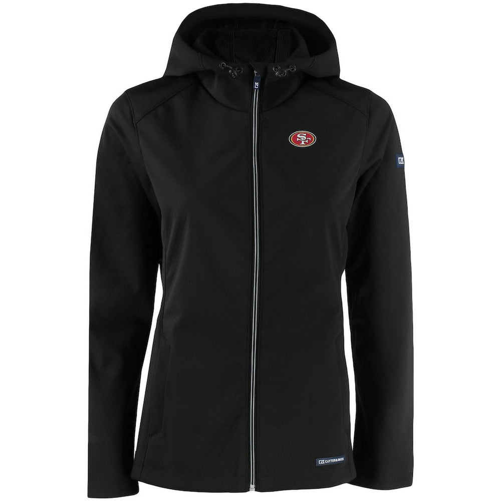 San Francisco 49ers Cutter & Buck Women's Evoke Eco Softshell Recycled Full-Zip Hooded Jacket - Black - NFL