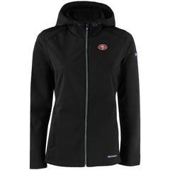 San Francisco 49ers Cutter & Buck Women's Evoke Eco Softshell Recycled Full-Zip Hooded Jacket - Black - NFL