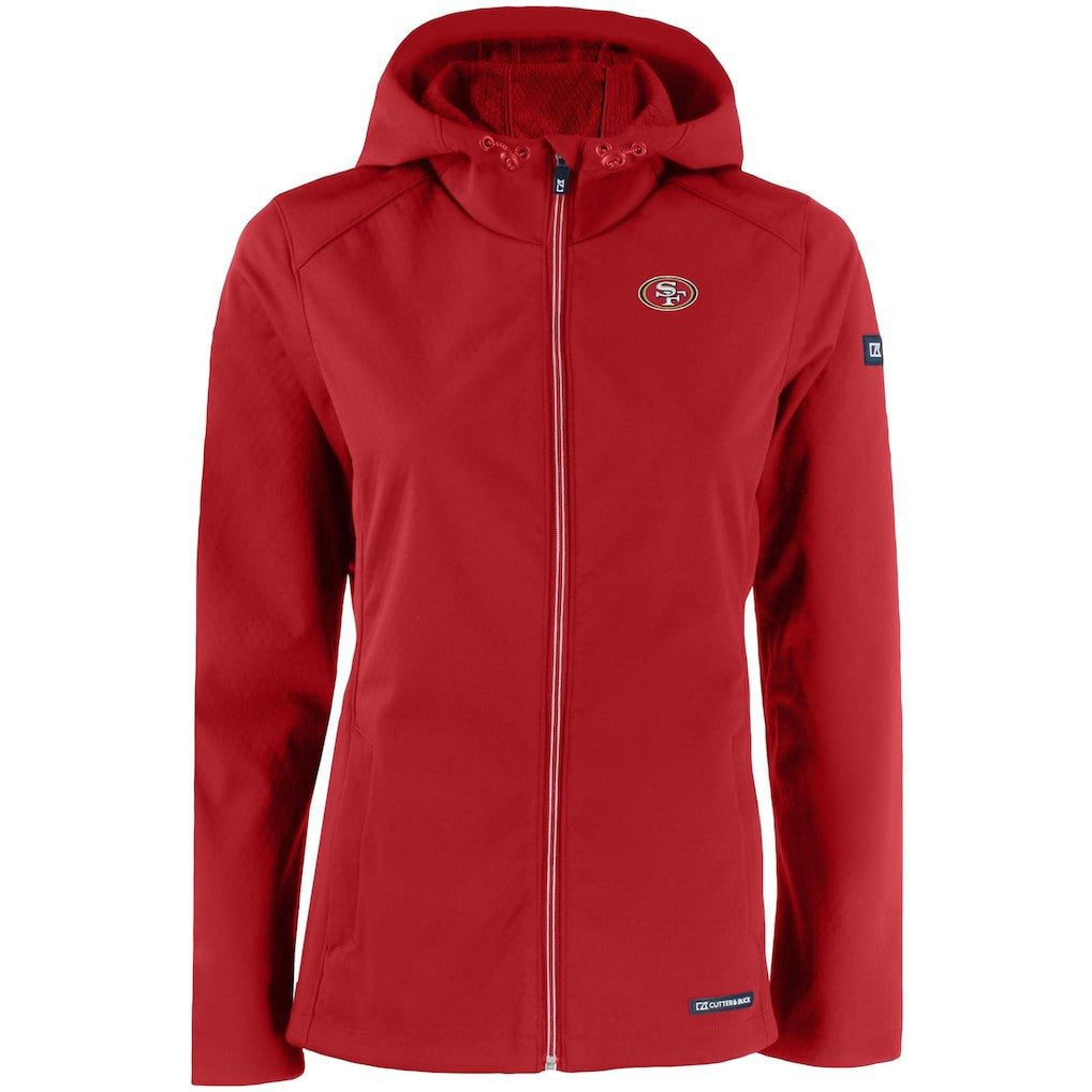 San Francisco 49ers Cutter & Buck Women's Evoke Eco Softshell Recycled Full-Zip Hooded Jacket - Scarlet - NFL