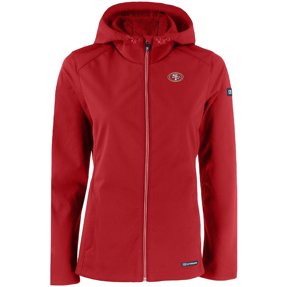 San Francisco 49ers Cutter & Buck Women's Evoke Eco Softshell Recycled Full-Zip Hooded Jacket - Scarlet - NFL
