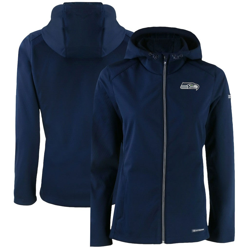 Seattle Seahawks Cutter & Buck Women's Evoke Eco Softshell Recycled Full-Zip Jacket - College Navy - NFL