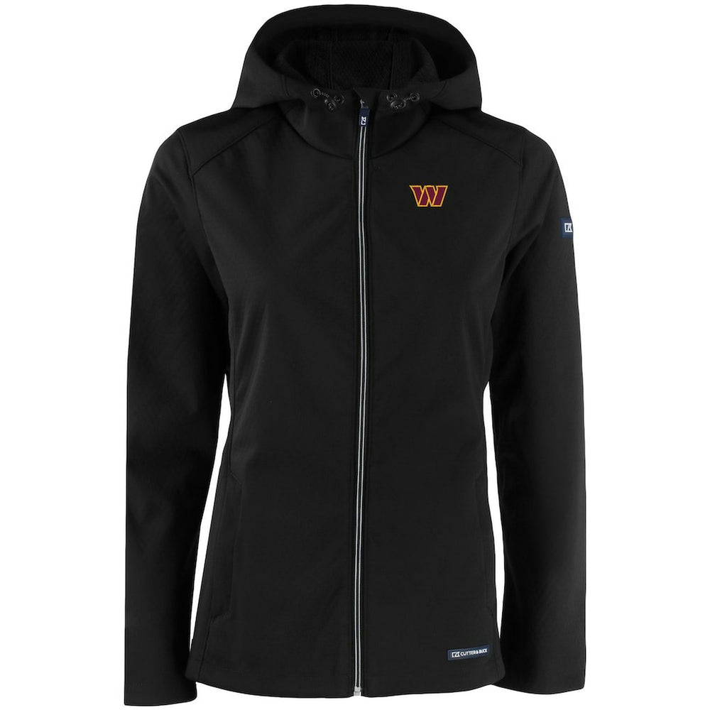 Washington Commanders Cutter & Buck Women's Evoke Eco Softshell Recycled Full-Zip Hooded Jacket - Black - NFL