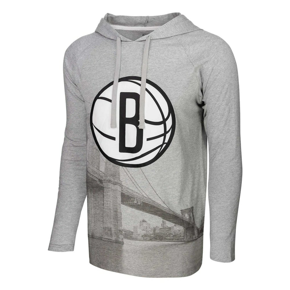 Brooklyn Nets Stadium Essentials Atrium Raglan Long Sleeve Hoodie T-Shirt Heather Gray