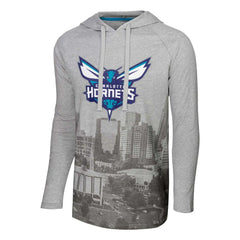 Charlotte Hornets Stadium Essentials Atrium Raglan Long Sleeve Hoodie T-Shirt Heather Gray