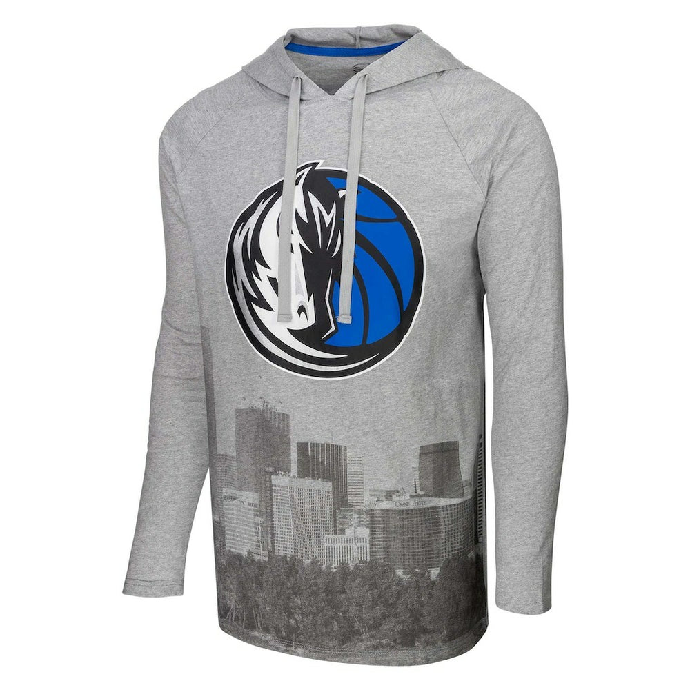 Dallas Mavericks Stadium Essentials Atrium Raglan Long Sleeve Hoodie T-Shirt Heather Gray
