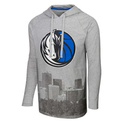 Dallas Mavericks Stadium Essentials Atrium Raglan Long Sleeve Hoodie T-Shirt Heather Gray
