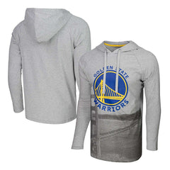 Golden State Warriors Stadium Essentials Atrium Raglan Long Sleeve Hoodie T-Shirt Heather Gray