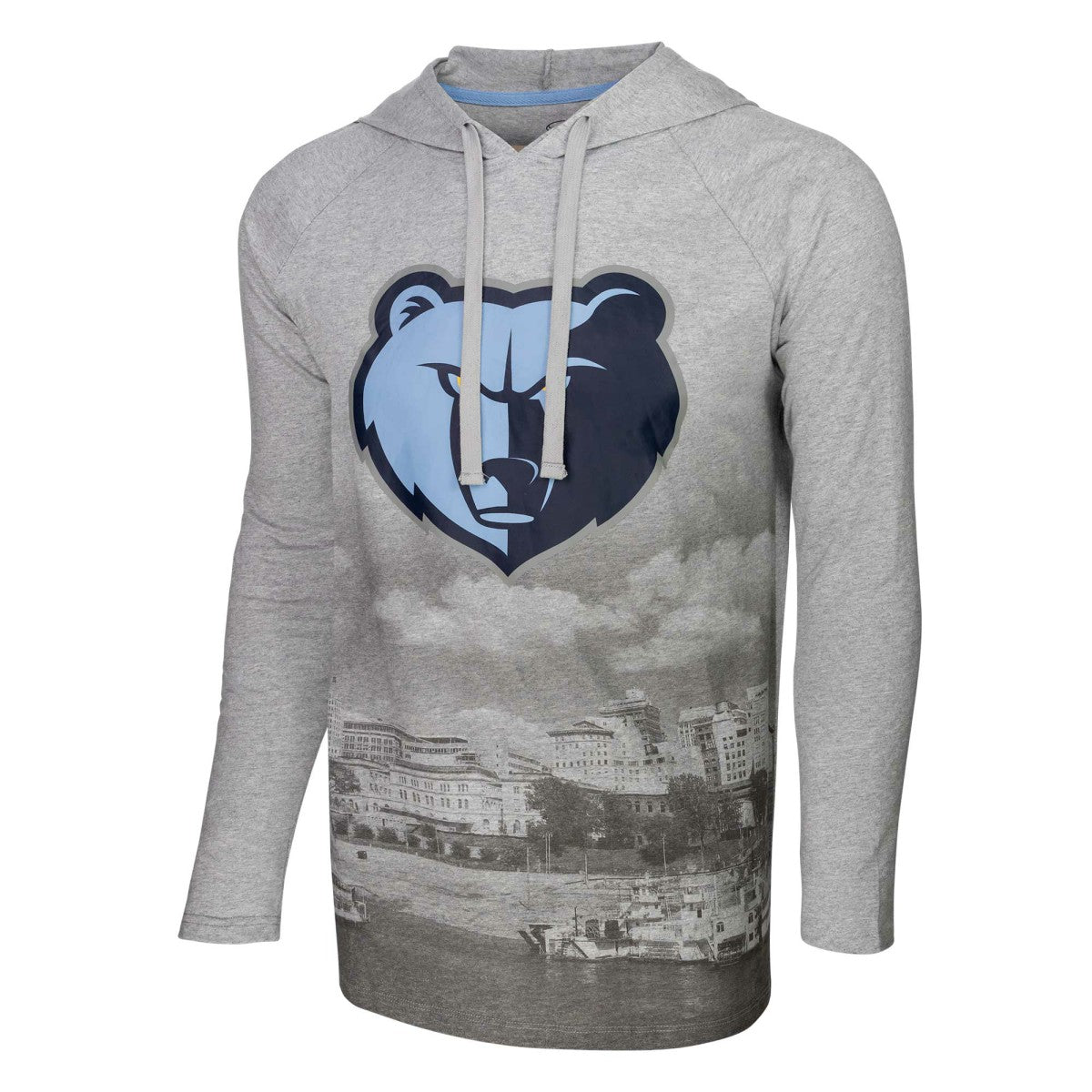 Memphis Grizzlies Stadium Essentials Atrium Raglan Long Sleeve Hoodie T-Shirt Heather Gray