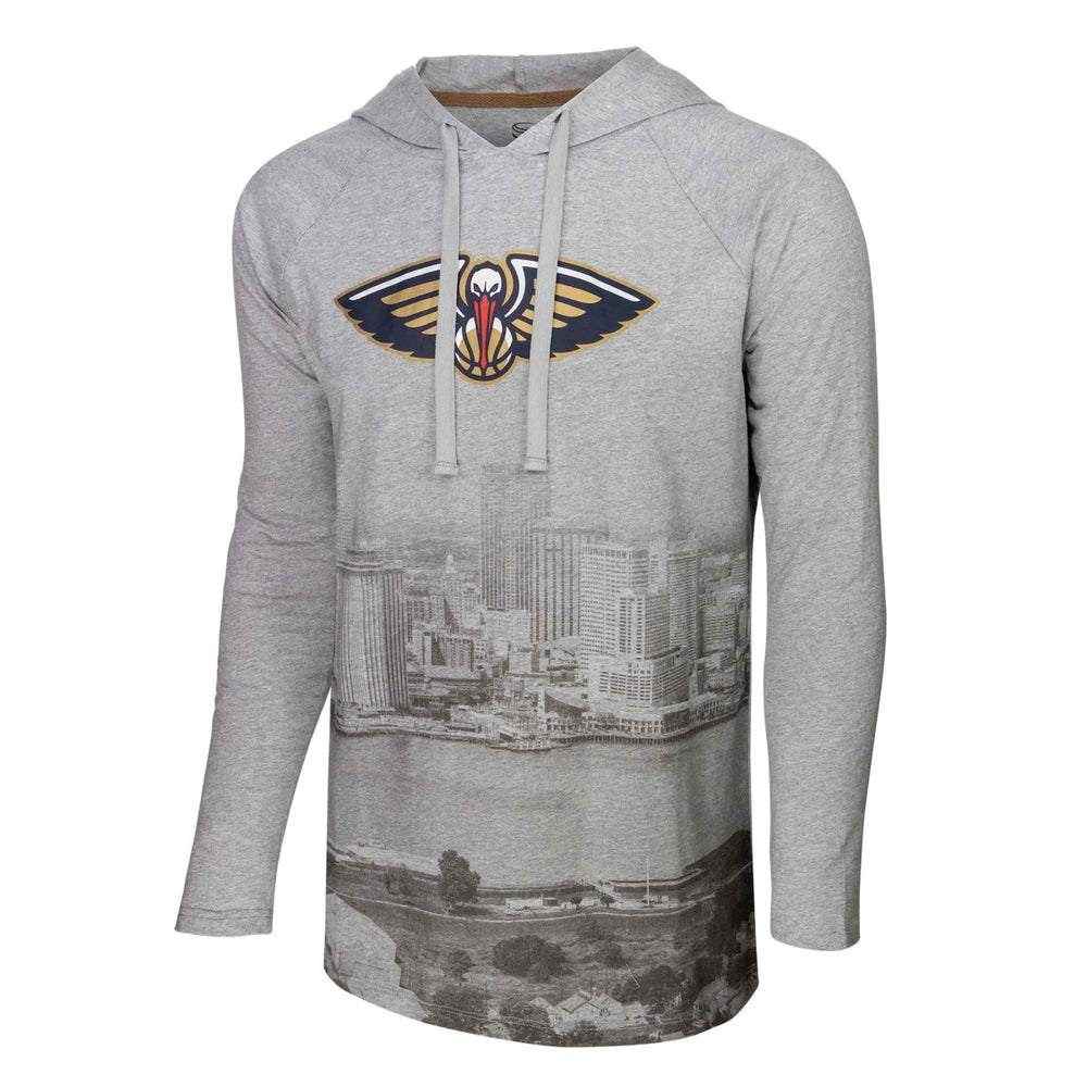 New Orleans Pelicans Stadium Essentials Atrium Raglan Long Sleeve Hoodie T-Shirt Heather Gray