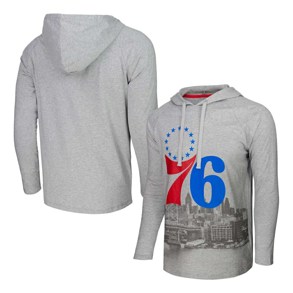 Philadelphia 76ers Stadium Essentials Atrium Raglan Long Sleeve Hoodie T-Shirt Heather Gray