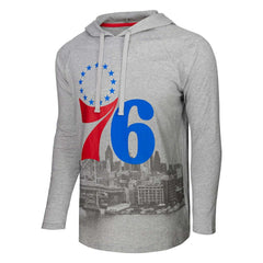 Philadelphia 76ers Stadium Essentials Atrium Raglan Long Sleeve Hoodie T-Shirt Heather Gray