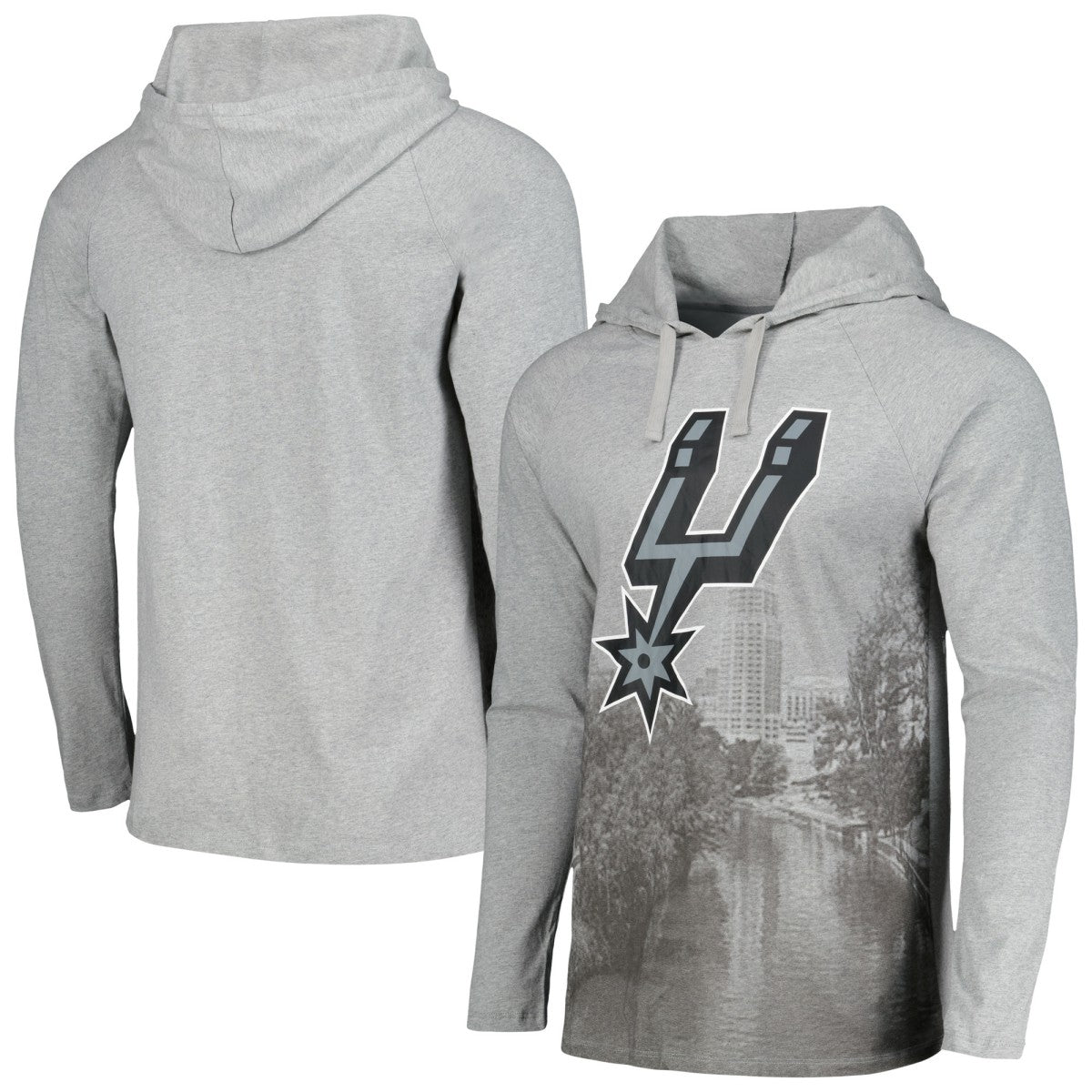 San Antonio Spurs Stadium Essentials Atrium Raglan Long Sleeve Hoodie T-Shirt Heather Gray