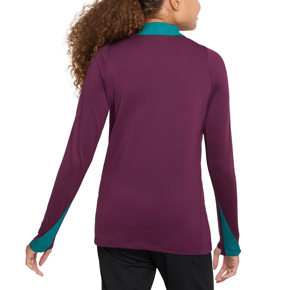 Nike - Paris Saint-Germain Youth 2024/25 Strike Drill Quarter-Zip Long Sleeve Performance Training Top - Burgundy