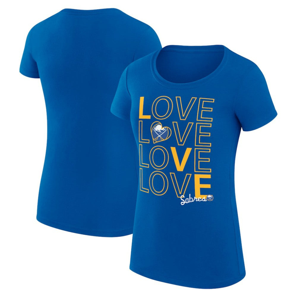 Buffalo Sabres G-III 4Her by Carl Banks Women's Super-Slim Fit Lightweight Hockey Love T-Shirt - Royal | NHL Clearance