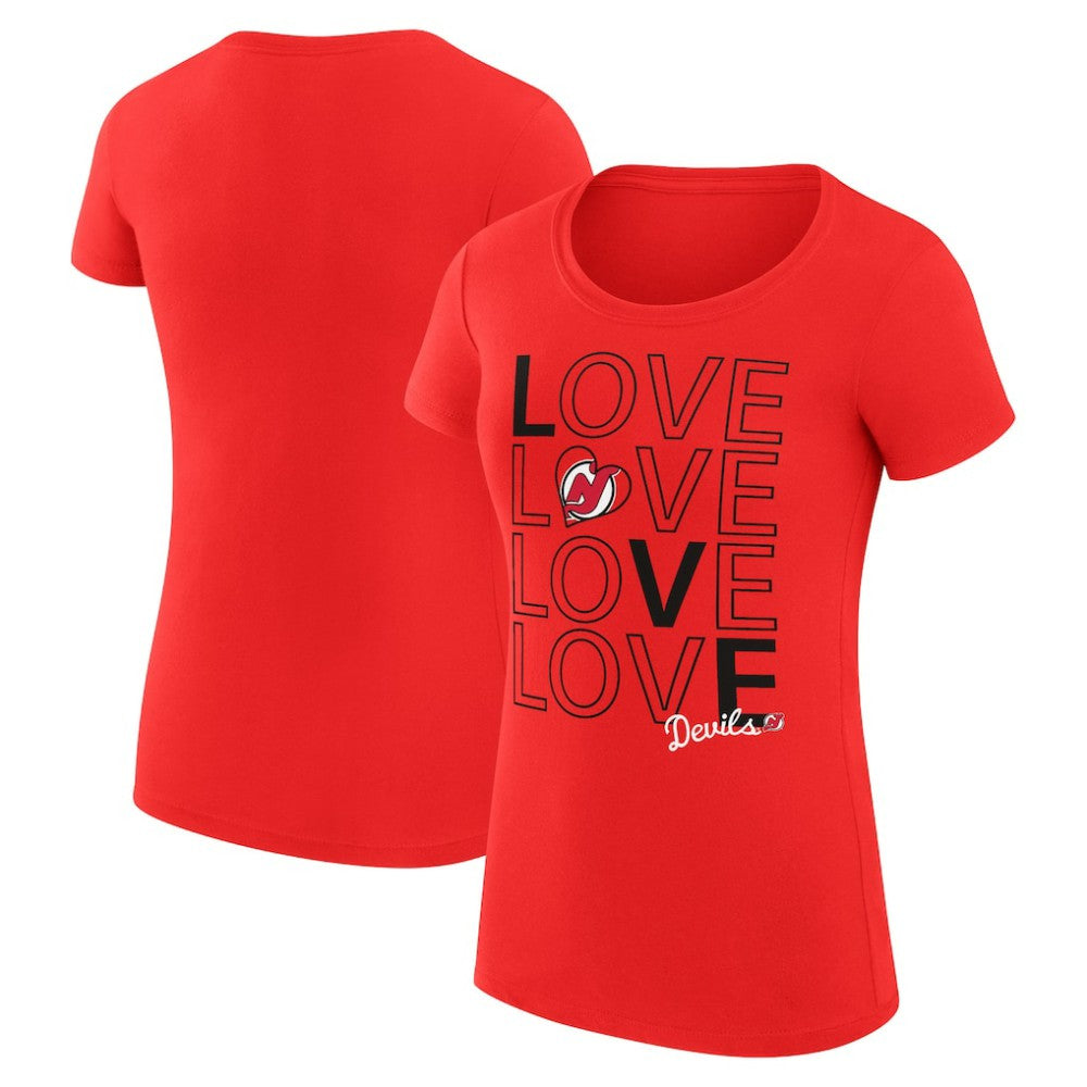 New Jersey Devils G-III 4Her by Carl Banks Women's Super-Slim Fit Lightweight Hockey Love T-Shirt - Red | NHL near me