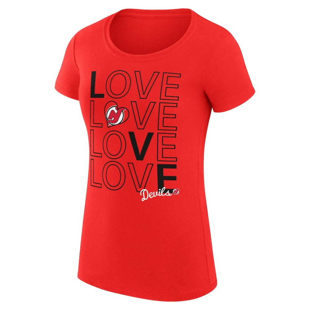 New Jersey Devils G-III 4Her by Carl Banks Women's Super-Slim Fit Lightweight Hockey Love T-Shirt - Red | NHL near me