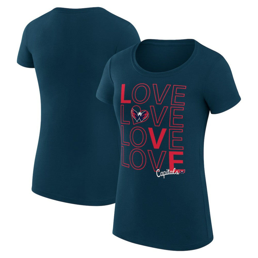 Washington Capitals G-III 4Her by Carl Banks Women's Super-Slim Fit Lightweight Hockey Love T-Shirt - Navy | NHL Clearance