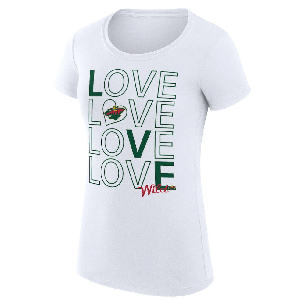Minnesota Wild G-III 4Her by Carl Banks Women's Super-Slim Fit Lightweight Hockey Love T-Shirt - White | NHL on sale