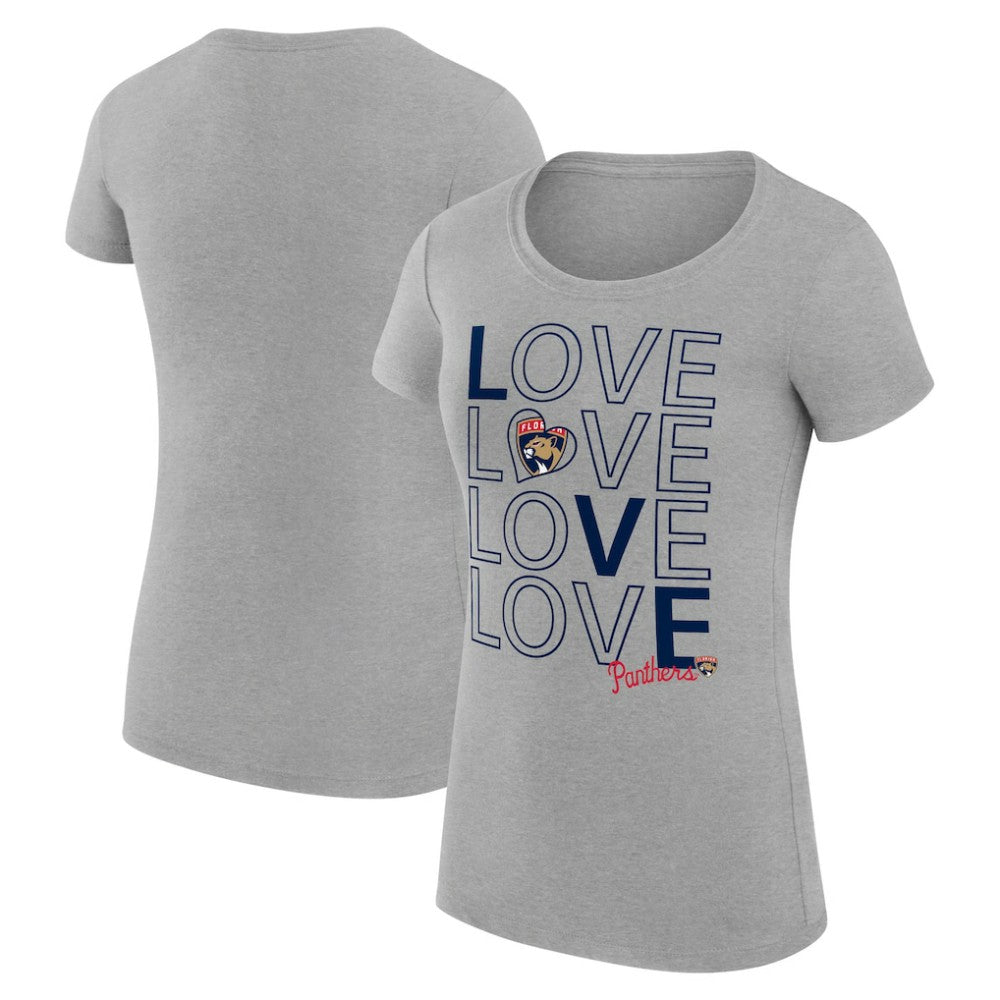 Florida Panthers G-III 4Her by Carl Banks Women's Super-Slim Fit Lightweight Hockey Love T-Shirt - Heather Gray | NHL Clearance