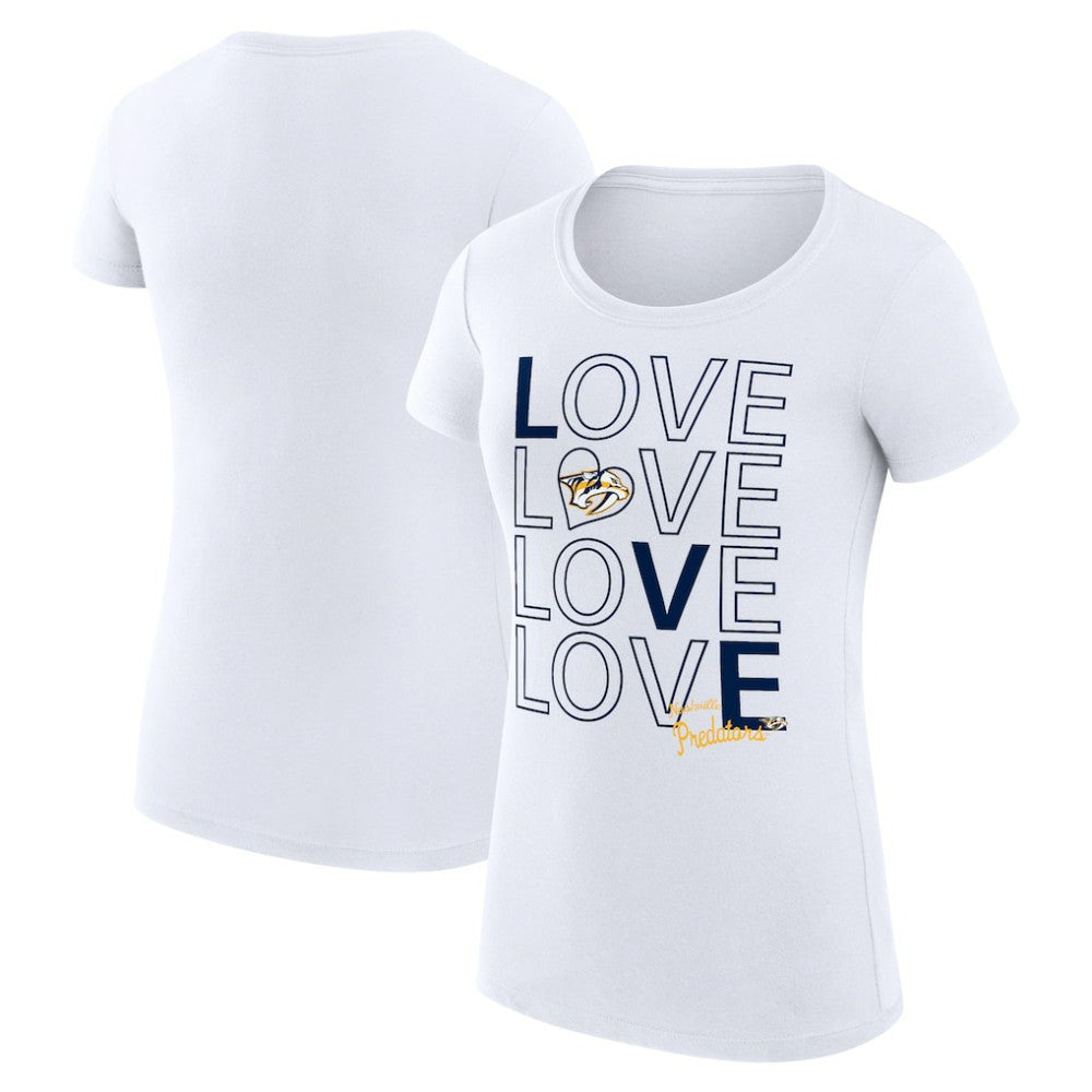 Nashville Predators G-III 4Her by Carl Banks Women's Super-Slim Fit Lightweight Hockey Love T-Shirt - White | NHL discount