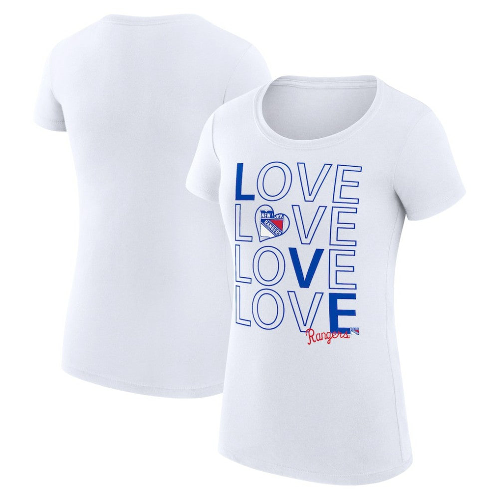 New York Rangers G-III 4Her by Carl Banks Women's Super-Slim Fit Lightweight Hockey Love T-Shirt - White | NHL Clearance