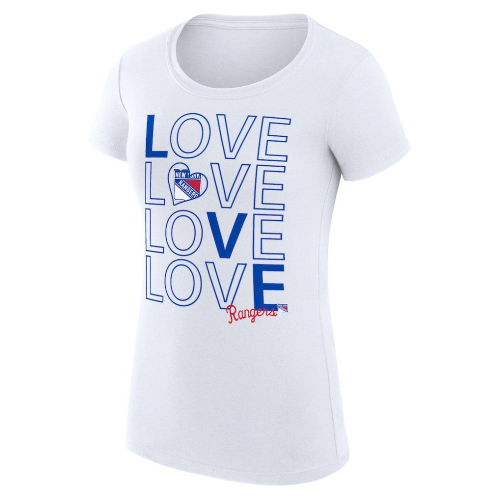 New York Rangers G-III 4Her by Carl Banks Women's Super-Slim Fit Lightweight Hockey Love T-Shirt - White | NHL Clearance