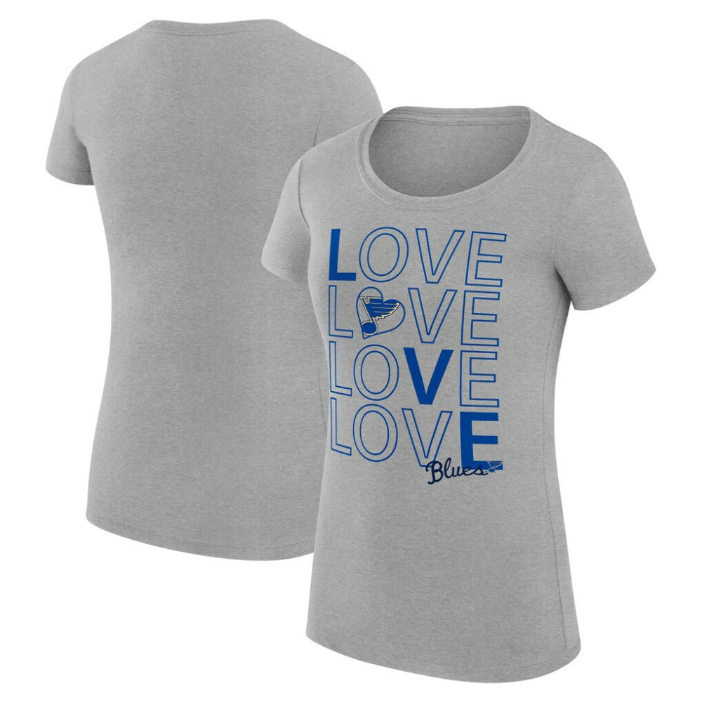 St. Louis Blues G-III 4Her by Carl Banks Women's Super-Slim Fit Lightweight Hockey Love T-Shirt - Heather Gray | NHL Clearance