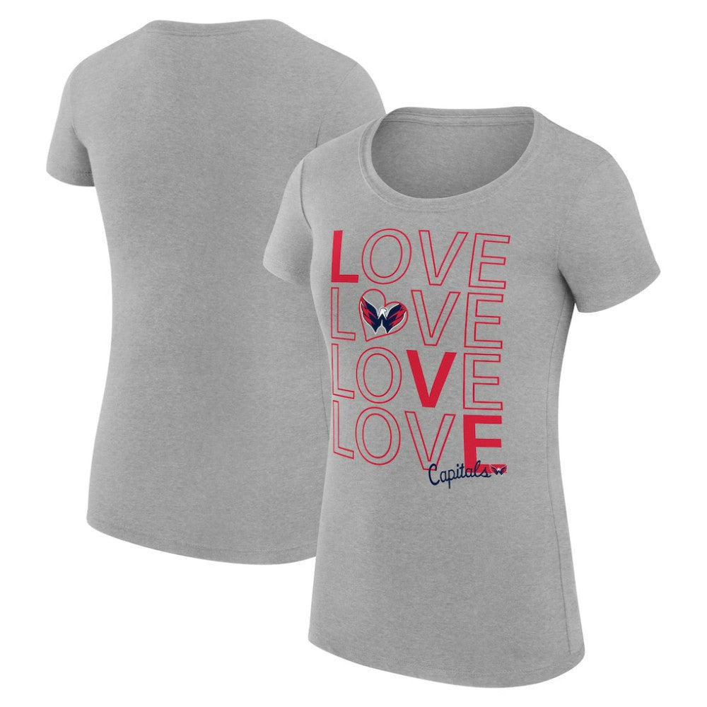 Washington Capitals G-III 4Her by Carl Banks Women's Super-Slim Fit Lightweight Hockey Love T-Shirt - Heather Gray | NHL near me