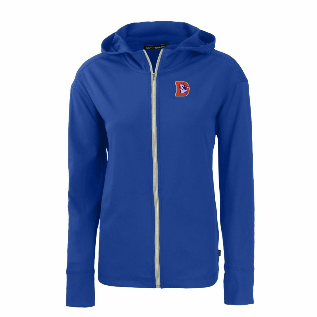 Denver Broncos Cutter & Buck Women's Throwback Daybreak Eco Recycled Half-Zip Hoodie - Blue - NFL