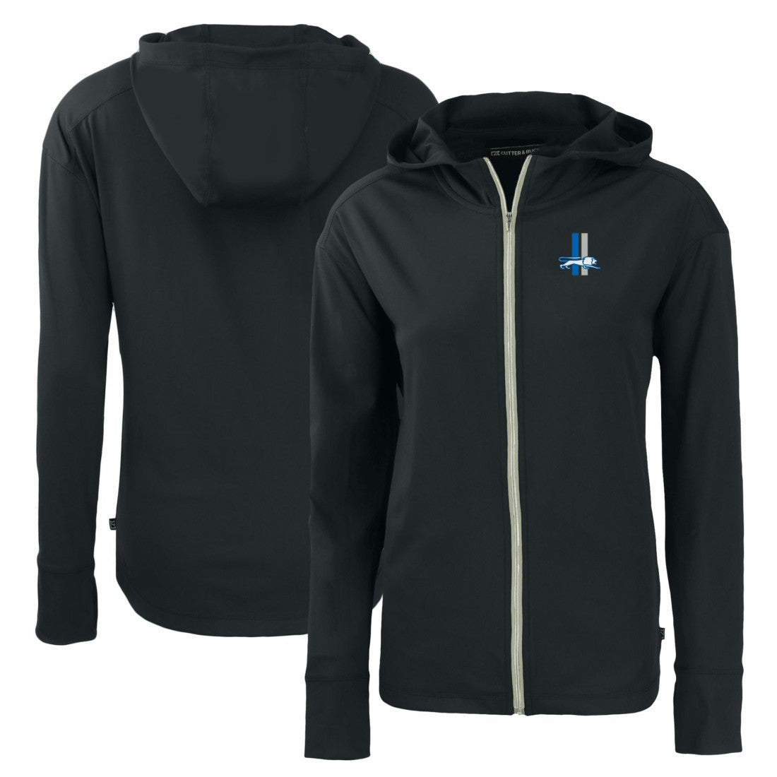 Detroit Lions Cutter & Buck Women's Throwback Daybreak Eco Recycled Half-Zip Hoodie - Black - NFL