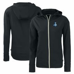 Detroit Lions Cutter & Buck Women's Throwback Daybreak Eco Recycled Half-Zip Hoodie - Black - NFL
