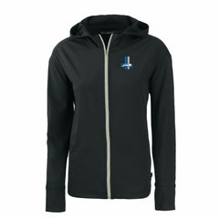 Detroit Lions Cutter & Buck Women's Throwback Daybreak Eco Recycled Half-Zip Hoodie - Black - NFL