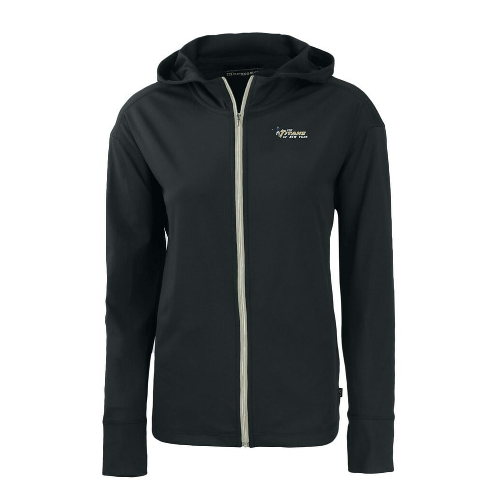 New York Jets Cutter & Buck Women's Throwback Daybreak Eco Recycled Half-Zip Hoodie - Black - NFL