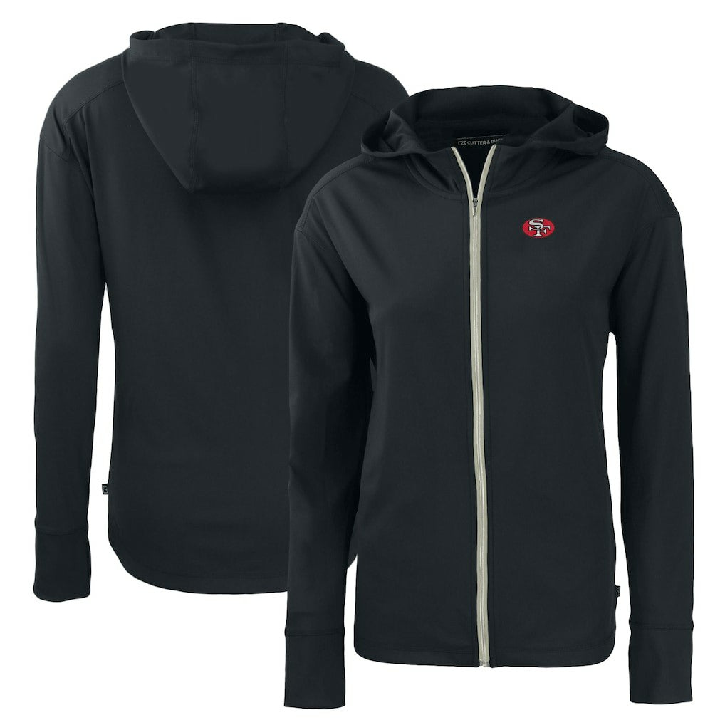 San Francisco 49ers Cutter & Buck Women's Throwback Daybreak Eco Recycled Half-Zip Hoodie - Black - NFL
