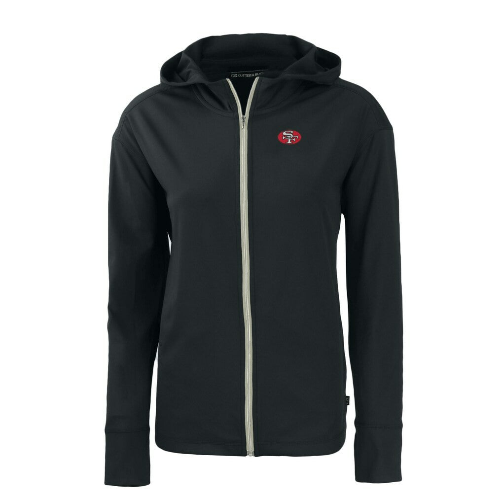 San Francisco 49ers Cutter & Buck Women's Throwback Daybreak Eco Recycled Half-Zip Hoodie - Black - NFL