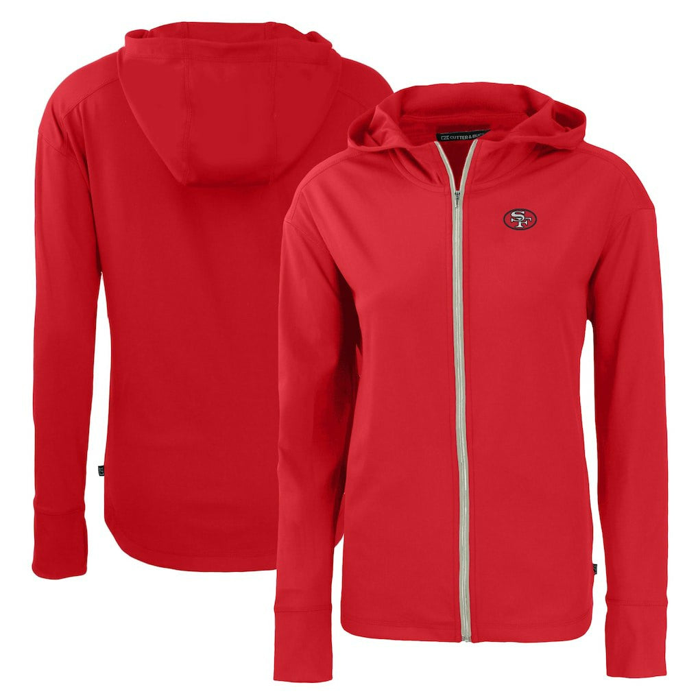 San Francisco 49ers Cutter & Buck Women's Throwback Daybreak Eco Recycled Half-Zip Hoodie - Scarlet - NFL