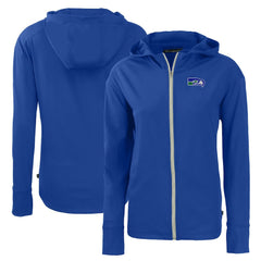 Seattle Seahawks Cutter & Buck Women's Throwback Daybreak Eco Recycled Half-Zip Hoodie - Blue - NFL