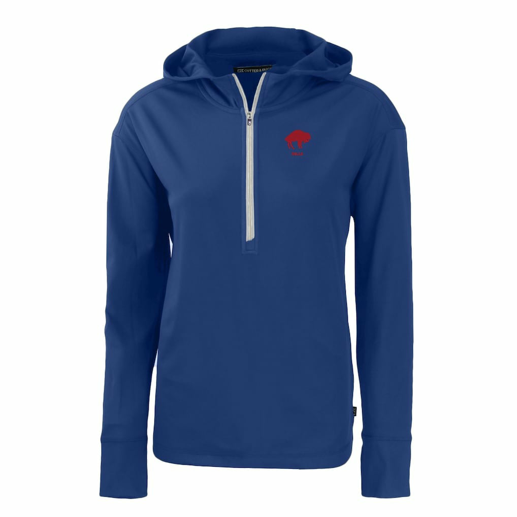 Buffalo Bills Cutter & Buck Women's Throwback Daybreak Eco Recycled Half-Zip Hoodie - Royal - NFL