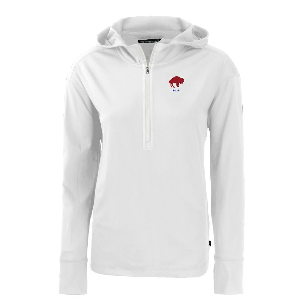 Buffalo Bills Cutter & Buck Women's Throwback Daybreak Eco Recycled Half-Zip Hoodie - White - NFL