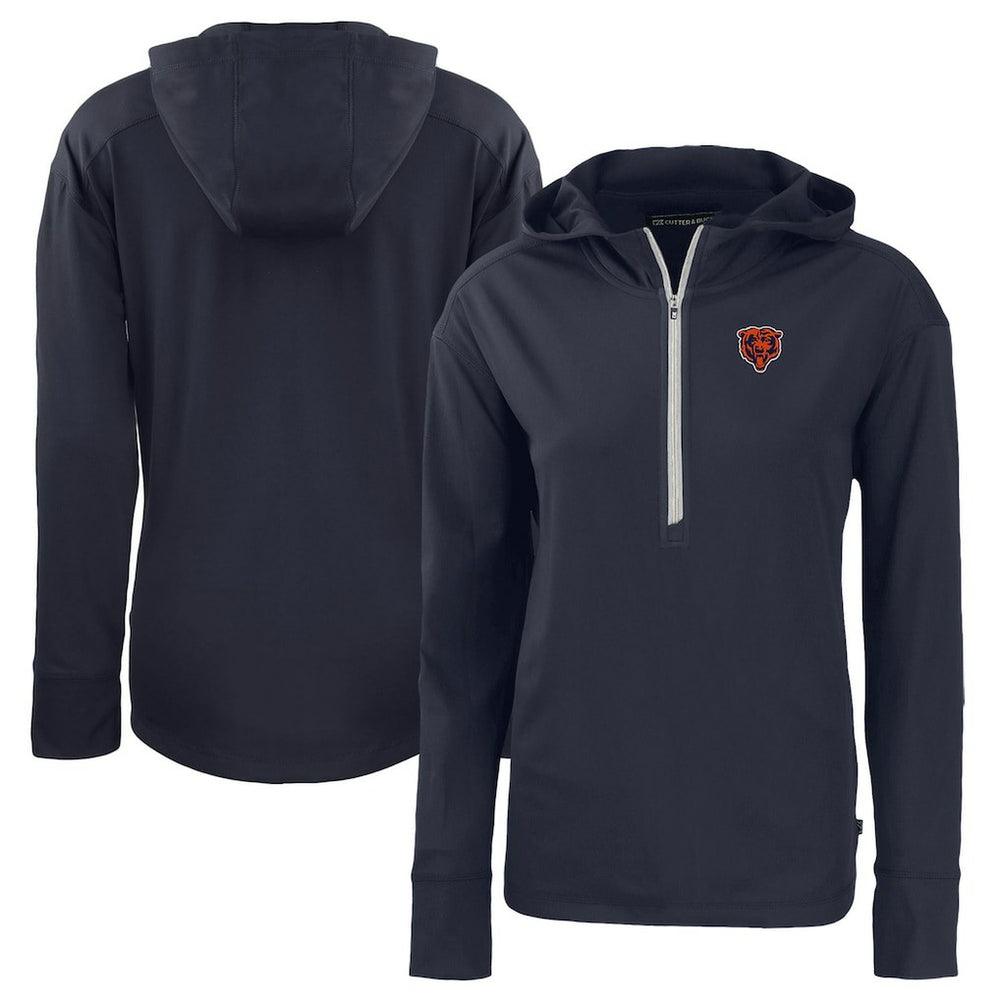 Chicago Bears Cutter & Buck Women's Throwback Daybreak Eco Recycled Half-Zip Hoodie - Navy - NFL