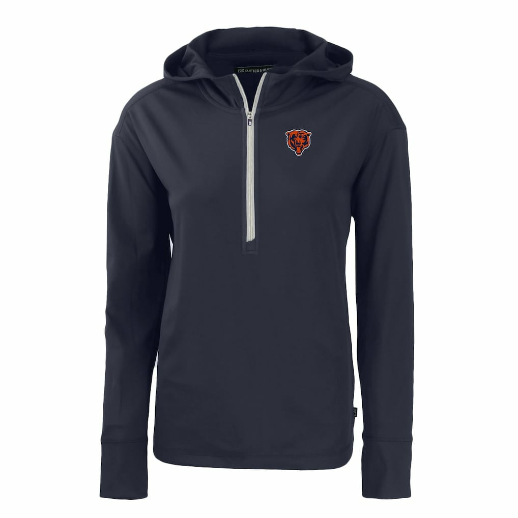Chicago Bears Cutter & Buck Women's Throwback Daybreak Eco Recycled Half-Zip Hoodie - Navy - NFL