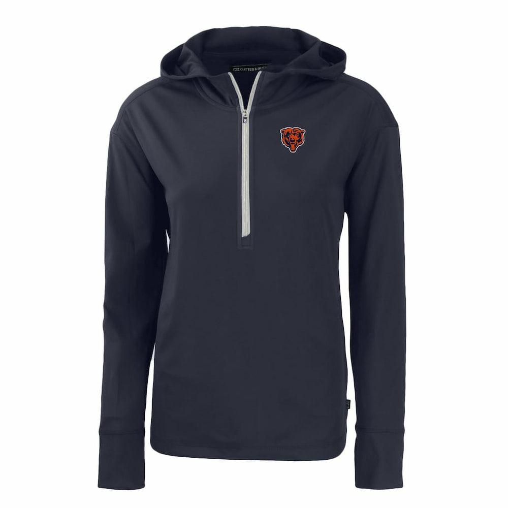 Chicago Bears Cutter & Buck Women's Throwback Daybreak Eco Recycled Half-Zip Hoodie - Navy - NFL