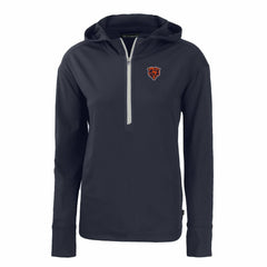 Chicago Bears Cutter & Buck Women's Throwback Daybreak Eco Recycled Half-Zip Hoodie - Navy - NFL