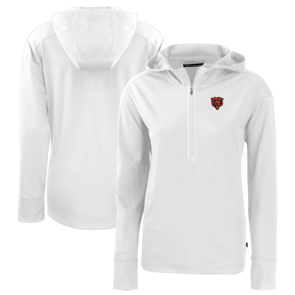 Chicago Bears Cutter & Buck Women's Throwback Daybreak Eco Recycled Half-Zip Hoodie - White - NFL