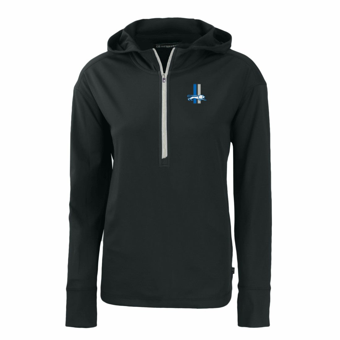 Detroit Lions Cutter & Buck Women's Throwback Daybreak Eco Recycled Half-Zip Hoodie - Black - NFL
