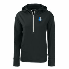 Detroit Lions Cutter & Buck Women's Throwback Daybreak Eco Recycled Half-Zip Hoodie - Black - NFL