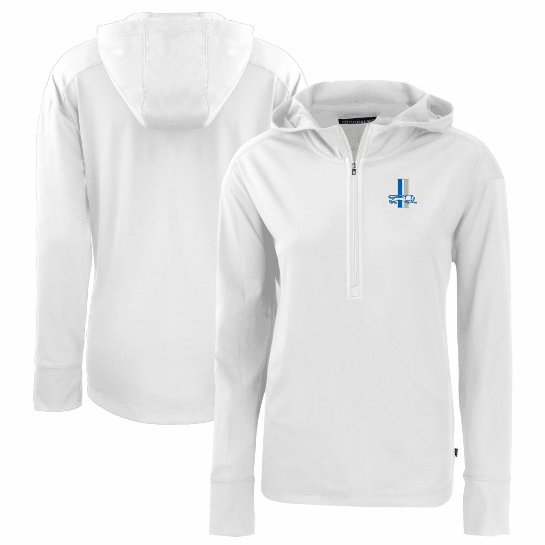 Detroit Lions Cutter & Buck Women's Throwback Daybreak Eco Recycled Half-Zip Hoodie - White - NFL