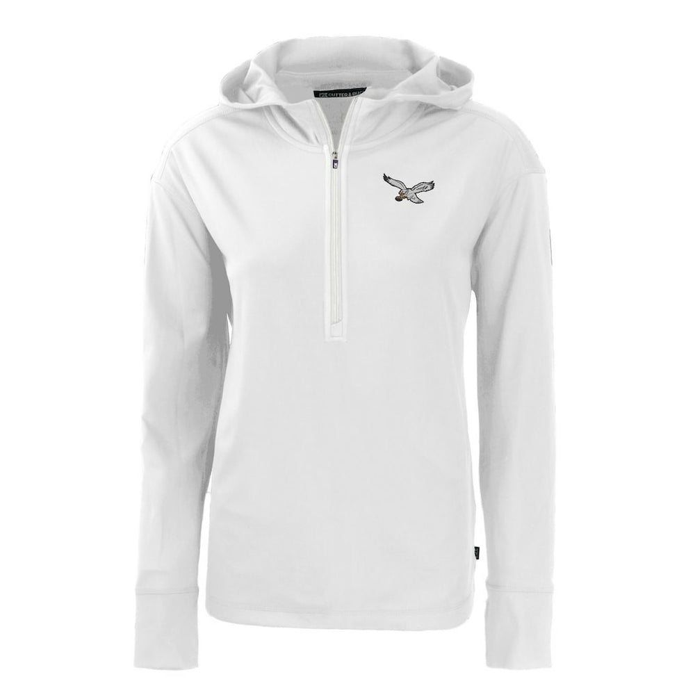 Philadelphia Eagles Cutter & Buck Women's Throwback Daybreak Eco Recycled Half-Zip Hoodie - White - NFL