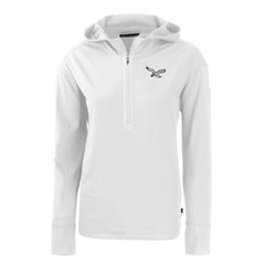 Philadelphia Eagles Cutter & Buck Women's Throwback Daybreak Eco Recycled Half-Zip Hoodie - White - NFL